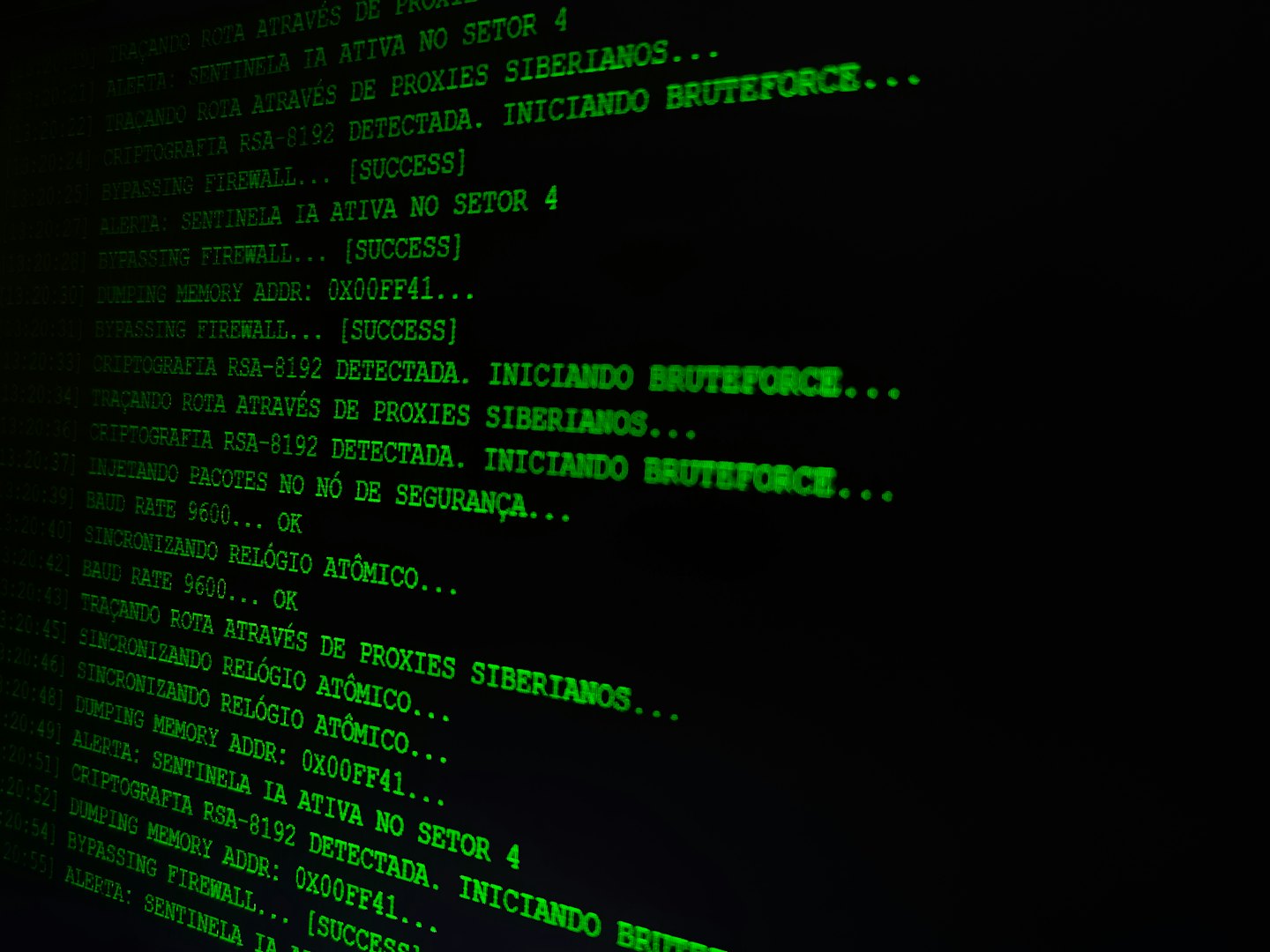Computer screen displaying lines of green programming code.